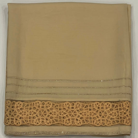 Beige Plain Korean Chiffon - Chaddar