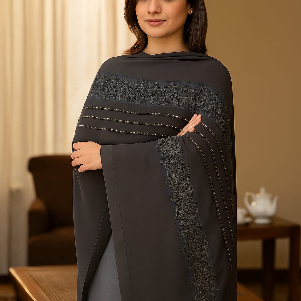Grey Plain Korean Chiffon - Chaddar