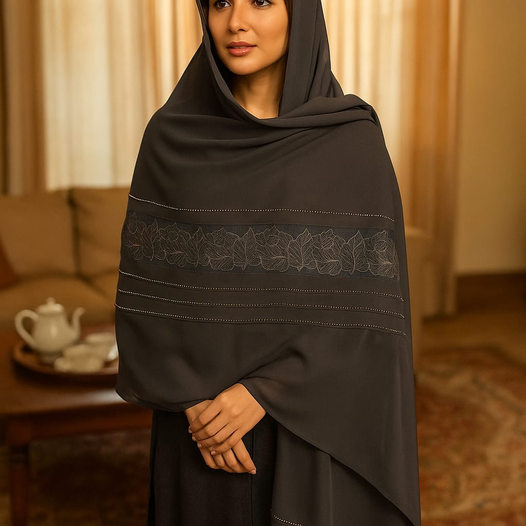 Grey Plain Korean Chiffon - Chaddar
