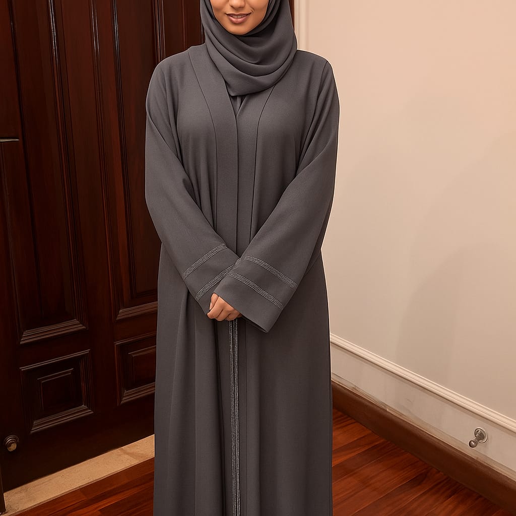 Grey Textured Abaya