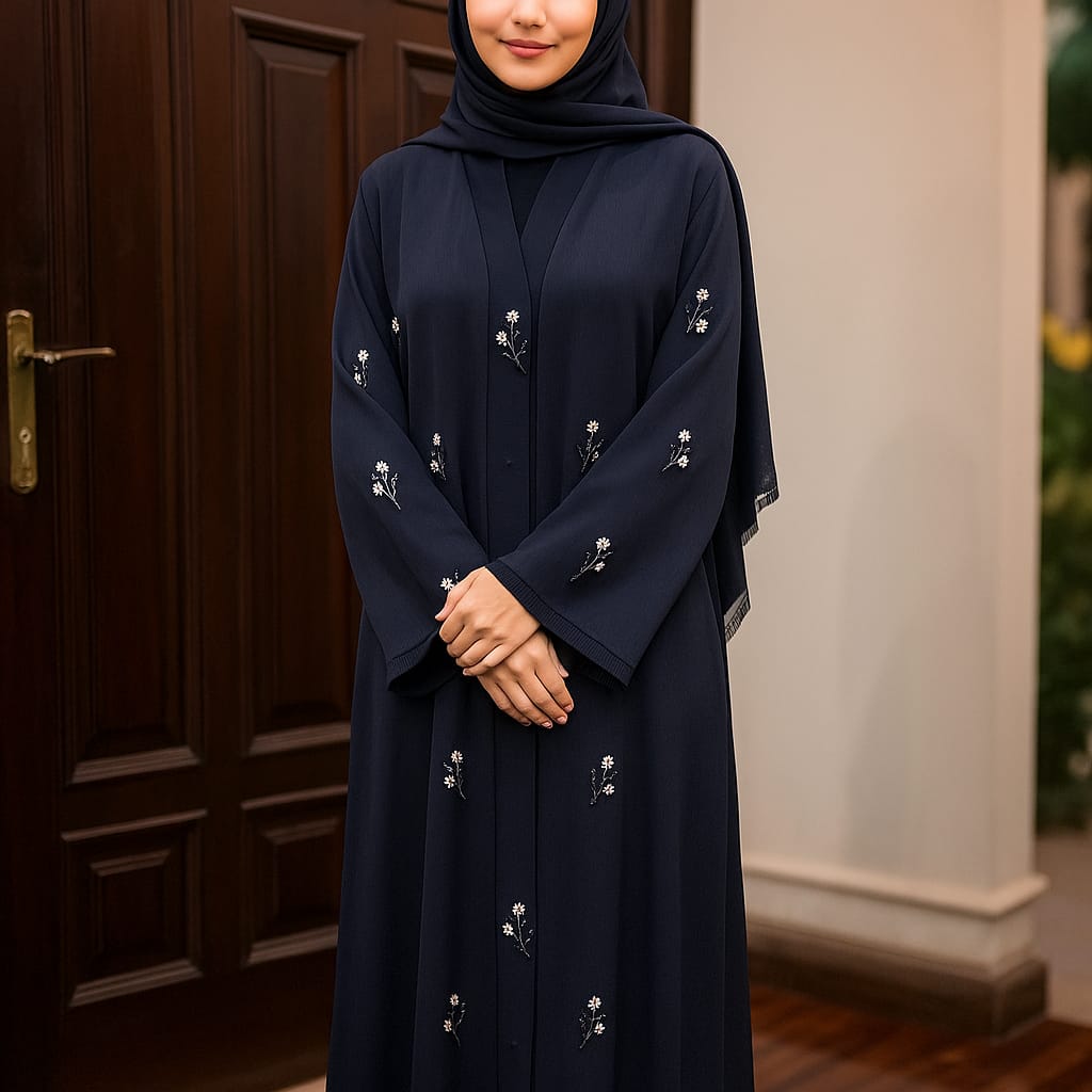 Premium Navy Blue Designer Abaya