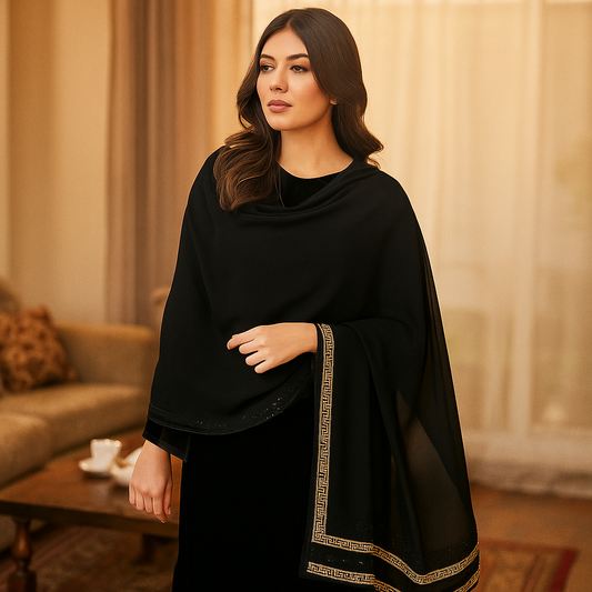 Black Korean Chiffon - Chaddar