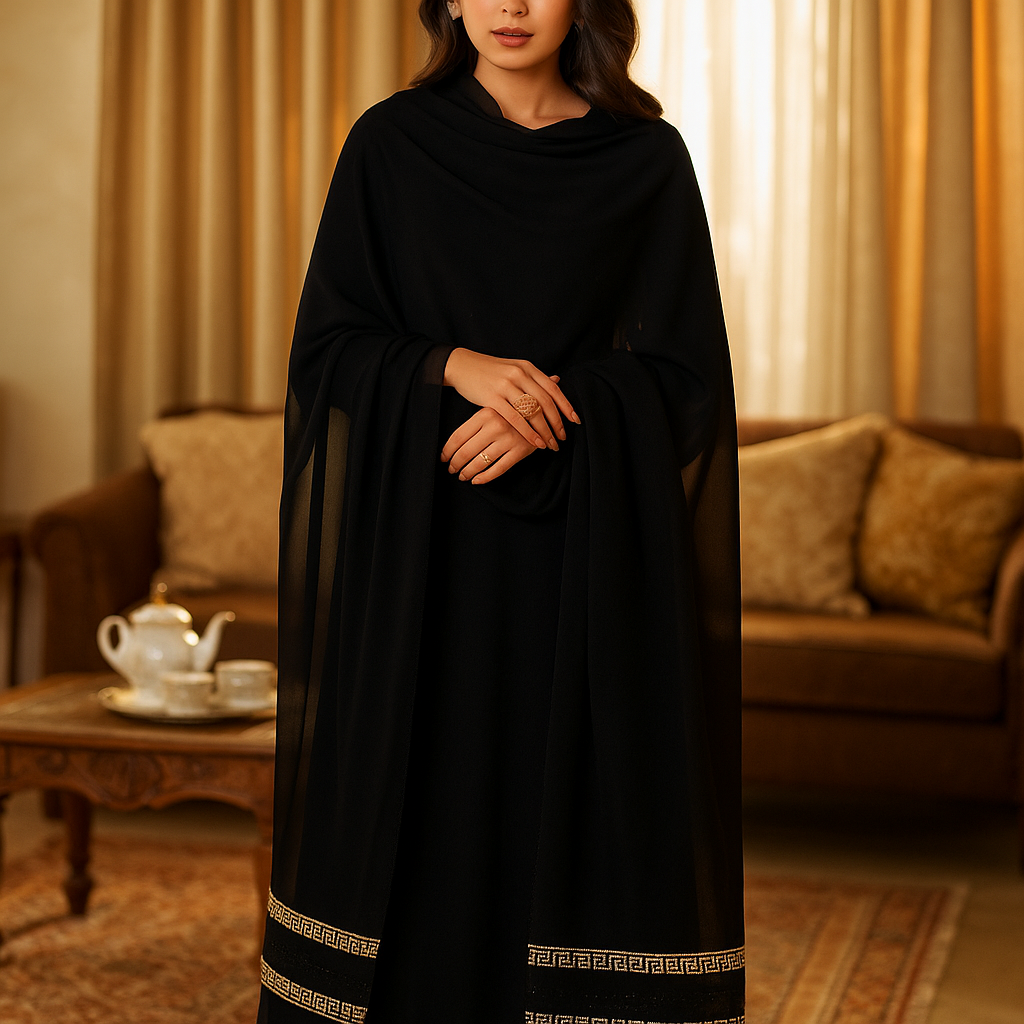 Black Korean Chiffon - Chaddar