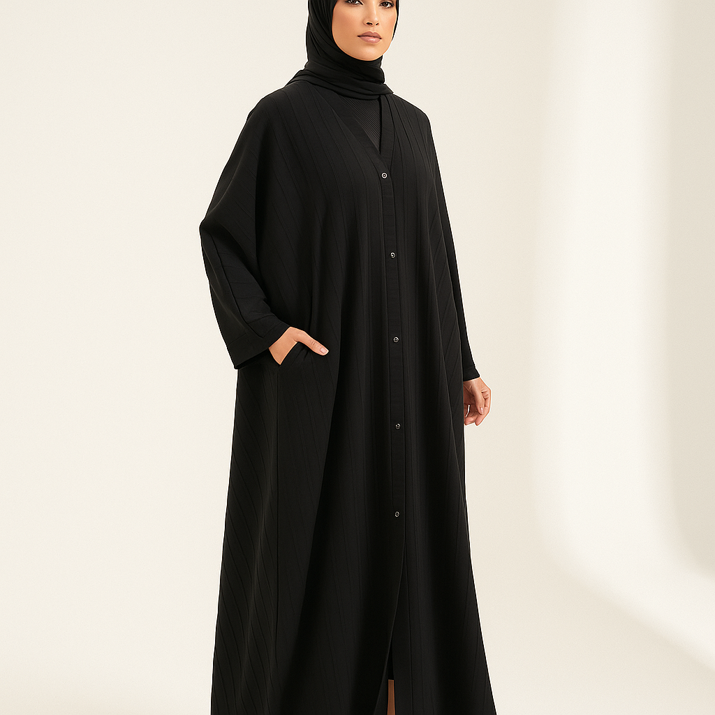 Textured Black Abaya