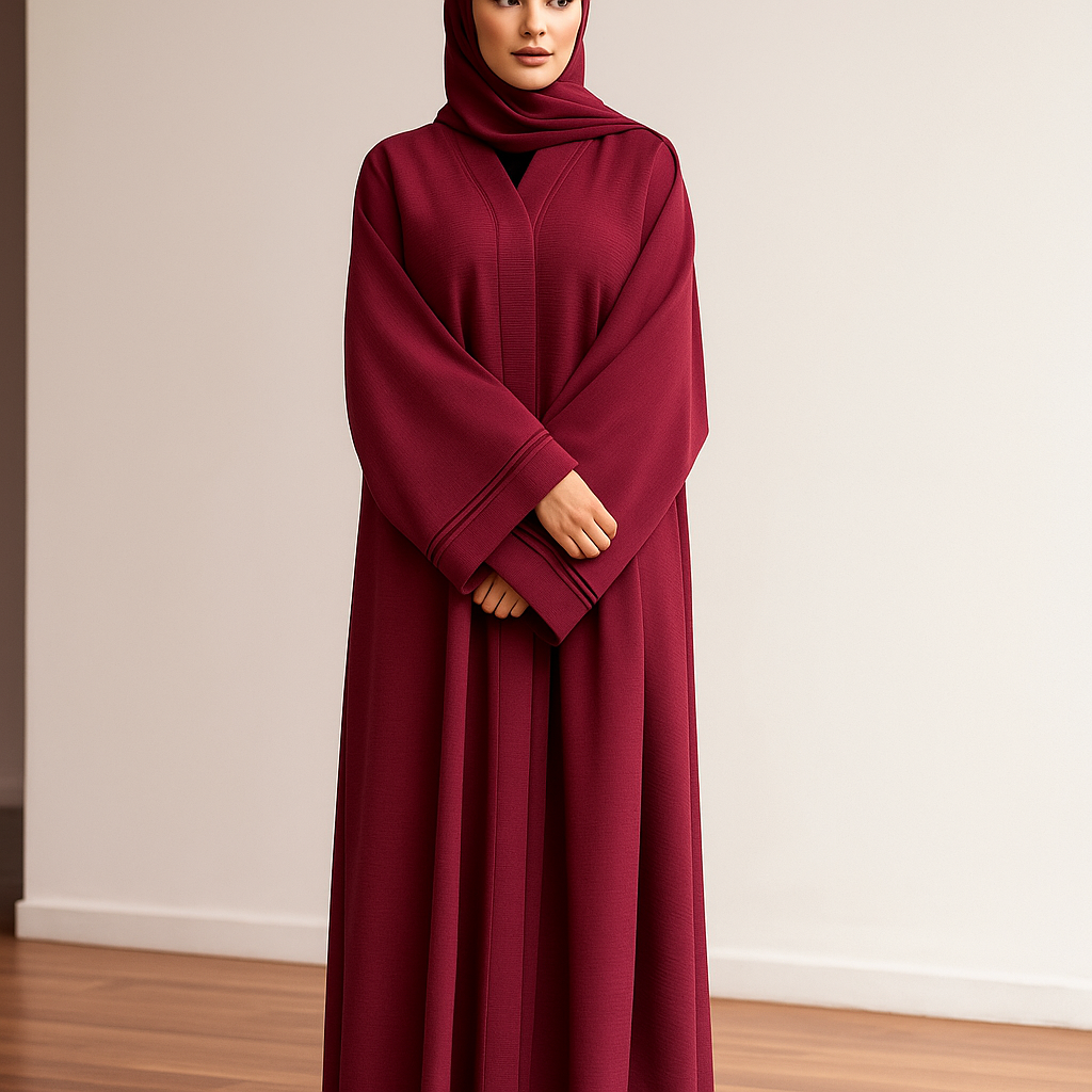 Maroon Textured Abaya