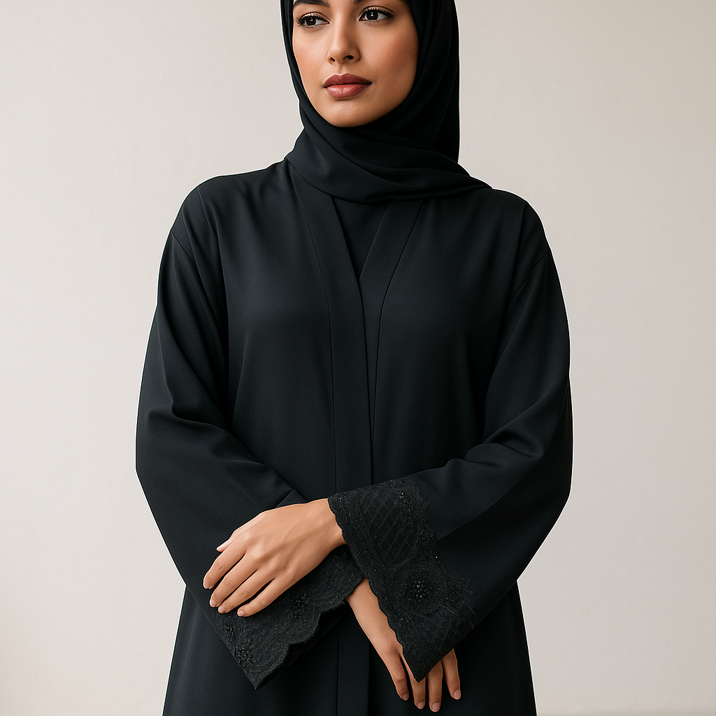Laced Black Abaya