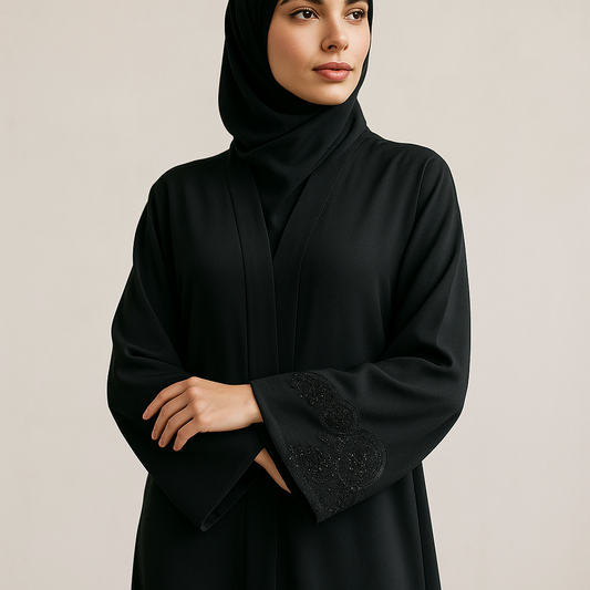 Laced Black Abaya