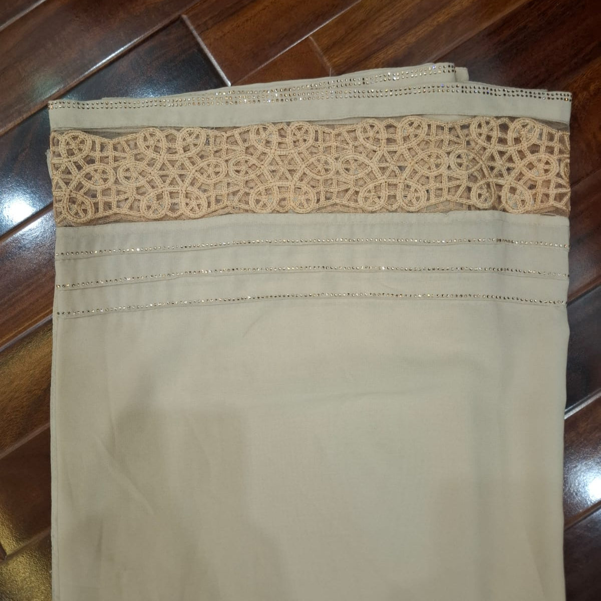 Beige Plain Korean Chiffon - Chaddar