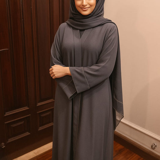 Grey Textured Abaya