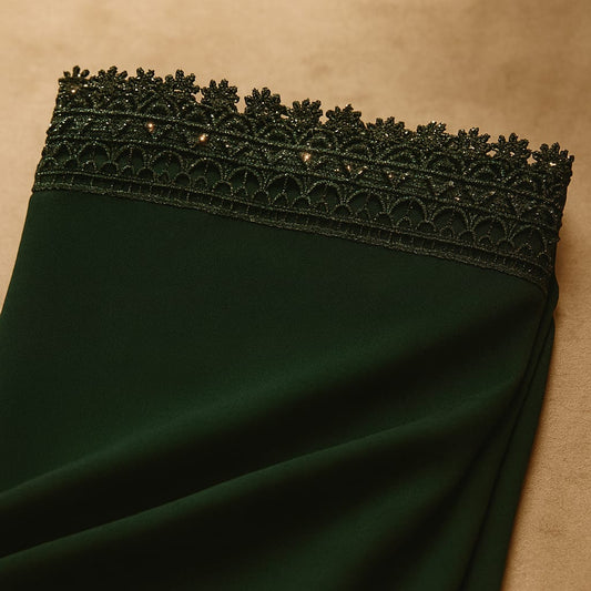 Dark Green Plain Korean Chiffon - Chaddar