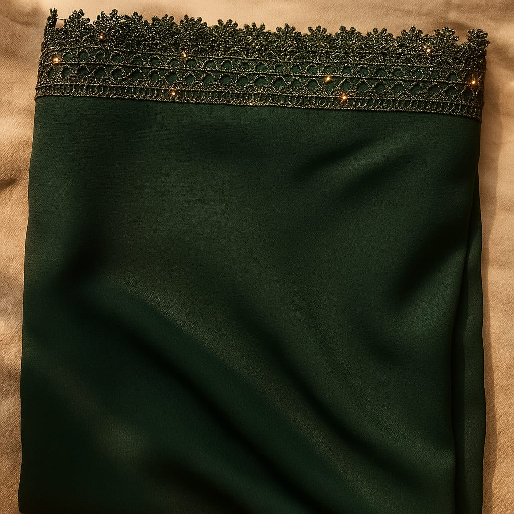 Dark Green Plain Korean Chiffon - Chaddar