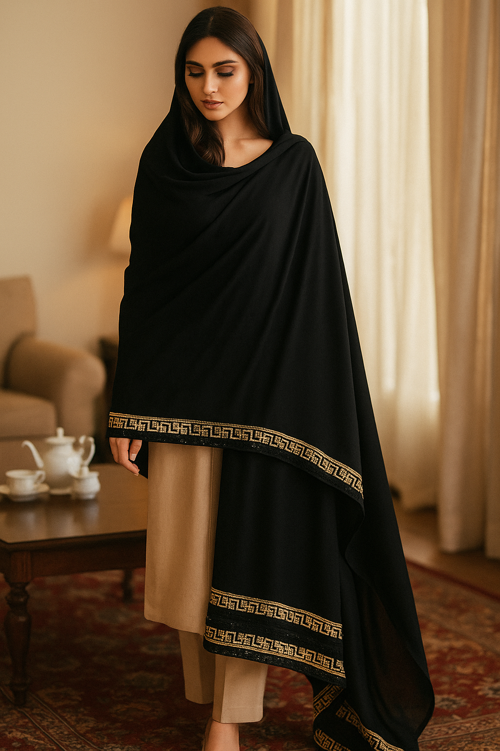 Black Korean Chiffon - Chaddar