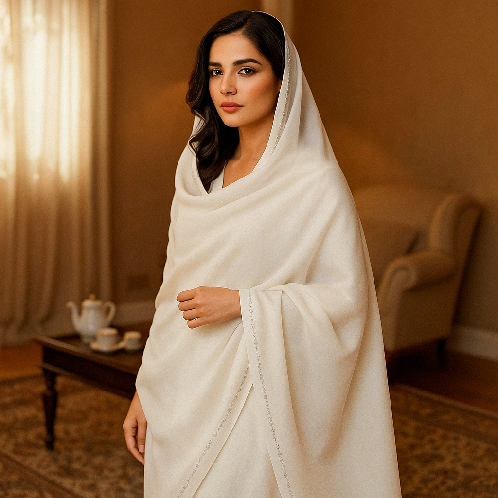 White Plain Korean Chiffon - Chaddar
