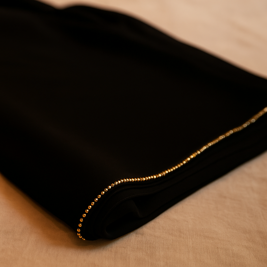Black Plain Korean Chiffon - Chaddar