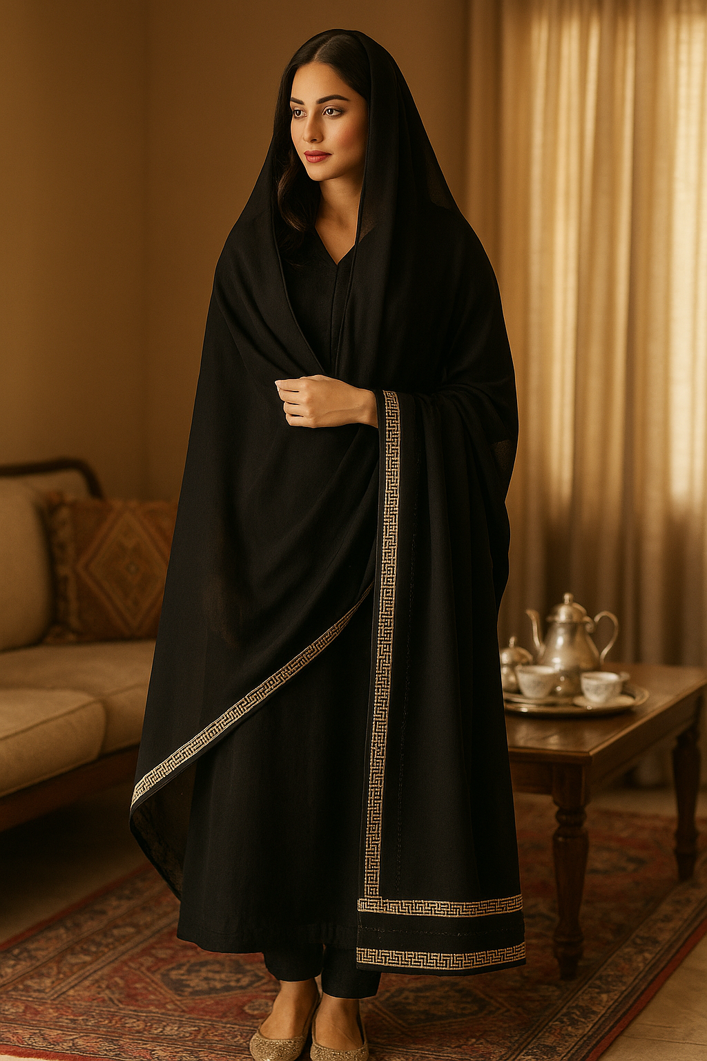 Black Korean Chiffon - Chaddar
